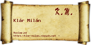 Klár Milán névjegykártya